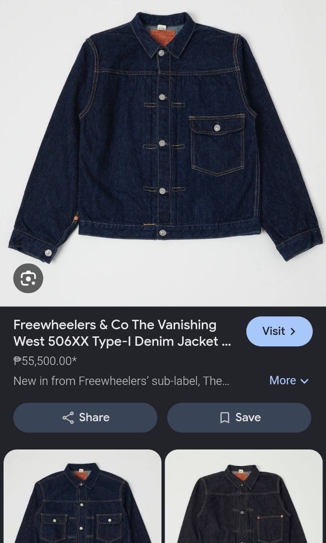 Freewheelers type 1 selvegde denim jacket (Category: Coats, Jackets and Outerwear) located in Muntinlupa City. Submitted by kamiseta01 (Listing ID 1462910787, Image 1). Description: authentic the vanishing west type 1 selvegde denim jacket freewheelers medium slubby denim indigo brand new condition.
