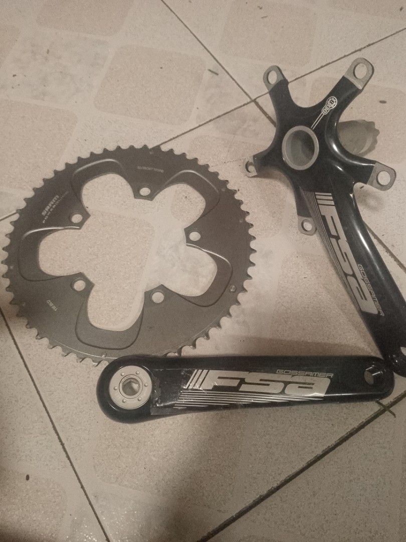 FSA Gossamer Crankset with SRAM Chainring (Category: Bicycles) located in Manila. Submitted by zeekearns (Listing ID 1462891098, Image 1). Description: SRAM Powerglide 52/38/36T 10 Speed 110mm FSA Gossamer BB30 Crank .