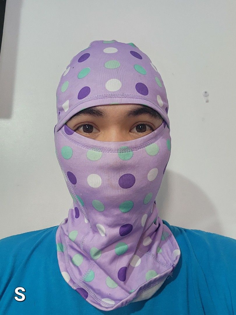 Full Face Mask for Motorcycle/Outdoor Use (Category: Activewear) located in Meycauayan. Submitted by MP_Shop (Listing ID 1462935274, Image 3). Description: - Full face balaclava mask for complete head, face, and neck protection. - Perfect for motorcycle rides, cycling, and various outdoor adventures. - Available in stylish black, blue, and purple polka dot designs. - Made with breathable fabric to keep you comfortable in both cold and hot weather