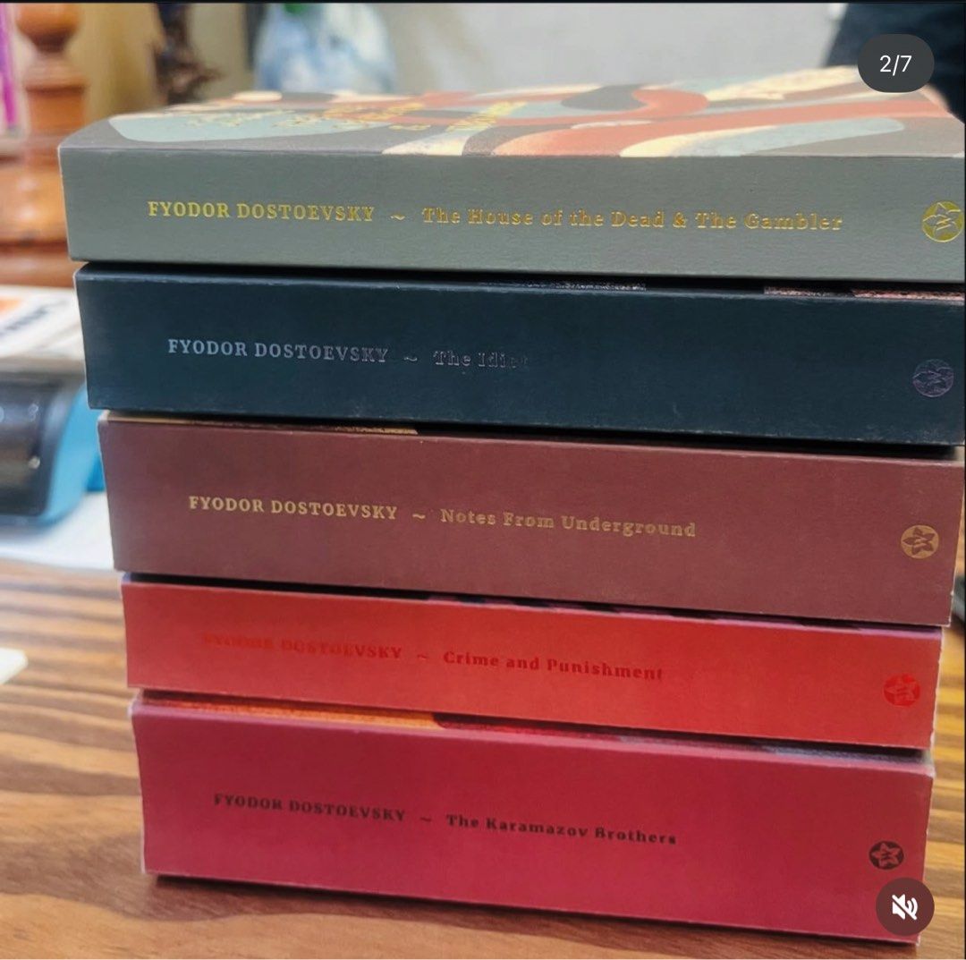 Fyodor Dostoevsky Collection - 5 Books (Category: Storybooks) located in Quezon City. Submitted by joybautista05 (Listing ID 1463011322, Image 1). Description: Personally bough from 🇻🇳 ☺️ - Collection of Fyodor Dostoevsky hardcover books. - Titles included: The House of the Dead & The Gambler, The Idiot, Notes From Underground, Crime and Punishment, and The Karamazov Brothers. - Ideal for fans of classic literature. - All books are in hardcover