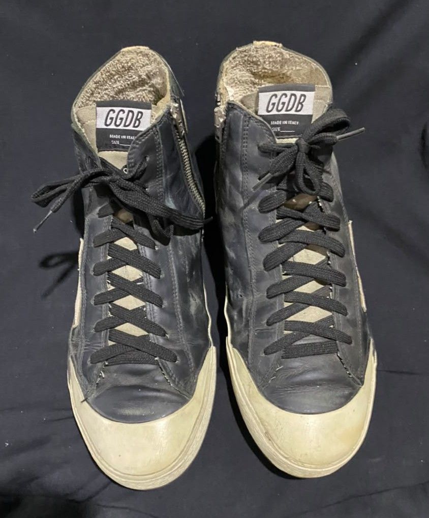 GGDB France High (Category: Sneakers) located in Zamboanga. Submitted by rkrey (Listing ID 1463115324, Image 1). Description: Golden Goose Deluxe Brand ( FRANCY ) High cut Size US 10 to 10.5 Euro 44.5 Sign of Usage as is , it is ( see pics ) Presentable masyado 2800 Slightly Negotiable Slightly Less Price sa Size palang.