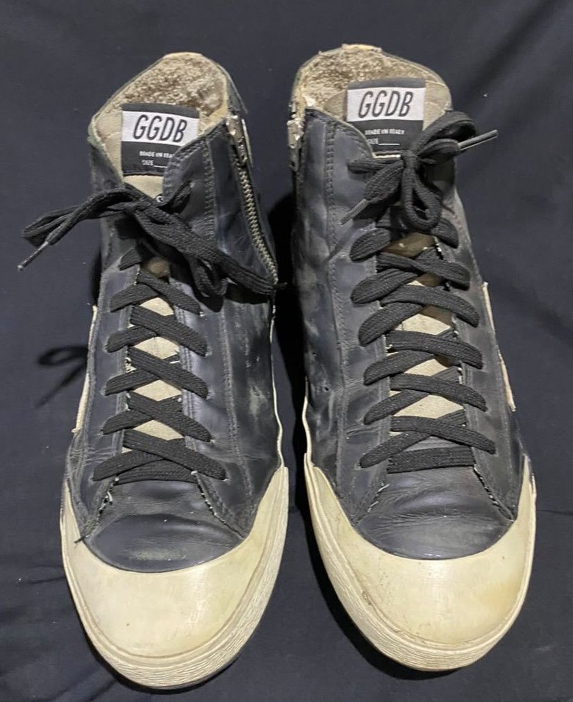 GGDB France High (Category: Sneakers) located in Zamboanga. Submitted by rkrey (Listing ID 1463115324, Image 3). Description: Golden Goose Deluxe Brand ( FRANCY ) High cut Size US 10 to 10.5 Euro 44.5 Sign of Usage as is , it is ( see pics ) Presentable masyado 2800 Slightly Negotiable Slightly Less Price sa Size palang.