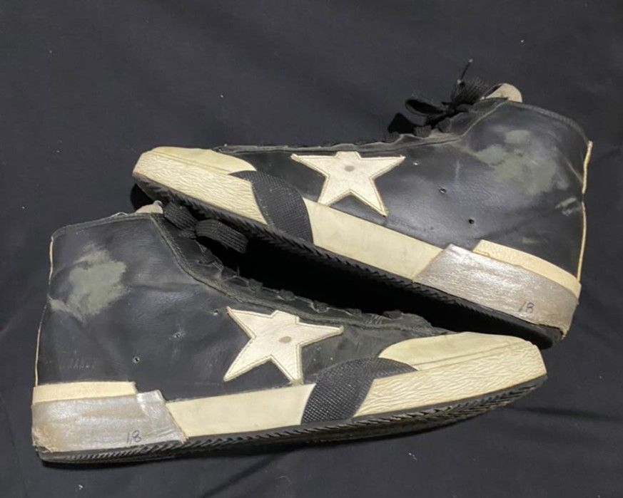 GGDB France High (Category: Sneakers) located in Zamboanga. Submitted by rkrey (Listing ID 1463115324, Image 2). Description: Golden Goose Deluxe Brand ( FRANCY ) High cut Size US 10 to 10.5 Euro 44.5 Sign of Usage as is , it is ( see pics ) Presentable masyado 2800 Slightly Negotiable Slightly Less Price sa Size palang.