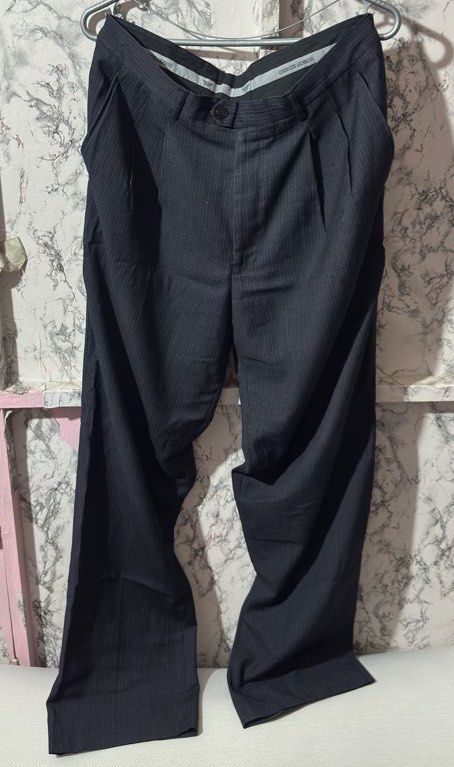 Giorgio Armani Trouser (Category: Other Bottoms) located in Manila. Submitted by kirayychii (Listing ID 1463112396, Image 1). Description: - In good condition - Pinstriped trousers - Best fit for 32-33 waist - Size 34 on tag - Wide fit - Unisex fit and design.