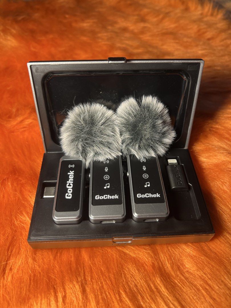 GoChek Wireless Lavalier Microphone System with Charging Case (Category: Microphones) located in Manila. Submitted by stevenzarc29359 (Listing ID 1463091299, Image 2). Description: 🎤 FOR SALE — GoChek Ultra S24 Wireless Microphone ✨ Good condition 🎙️ 2× Transmitter + 1× Receiver 🔋 Rechargeable 📦 With charging case 🌬️ Includes 2× furry windscreen 📱 Compatible with smartphones and other supported devices Inclusions: • 2× GoChek Transmitter • 