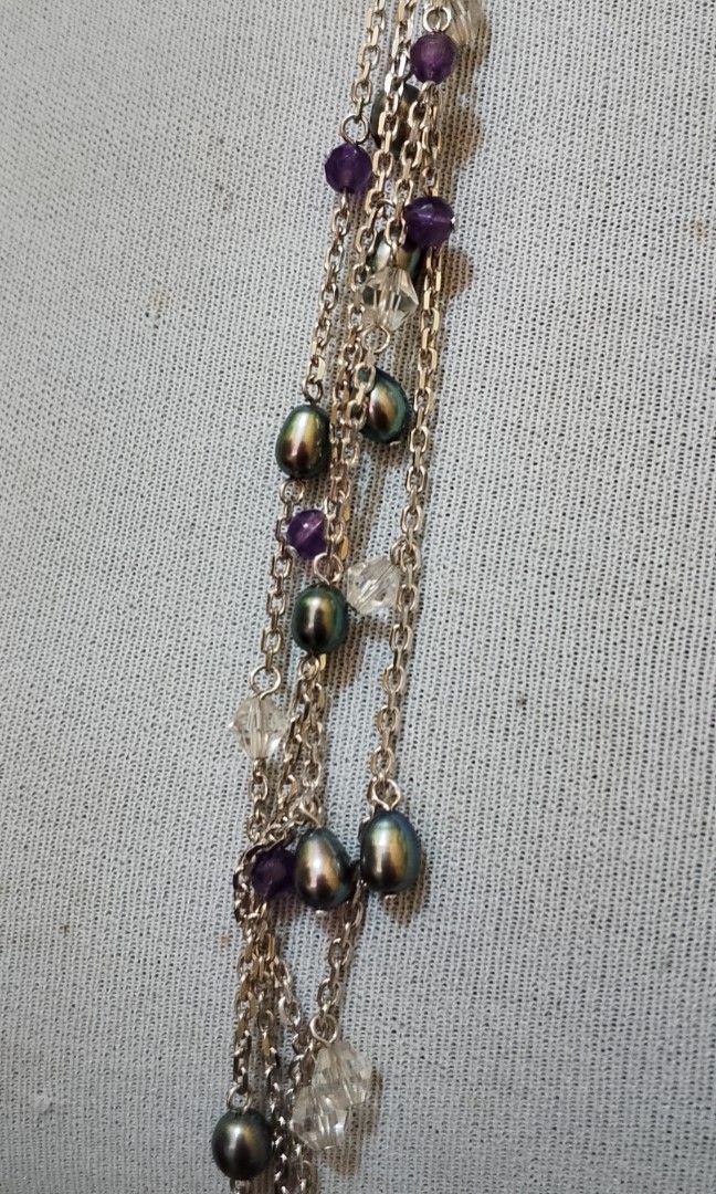 Gorgeous pearl necklace with amethyst stone (Category: Necklaces) located in Manila. Submitted by julius_onlineshop14 (Listing ID 1463008405, Image 2). Description: gorgeous Japan necklace legit pearl amethyst sterling silver settings strand's 16" long very elegant style.