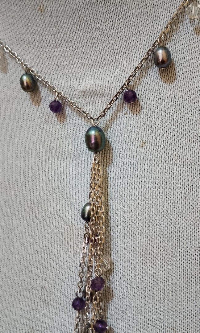 Gorgeous pearl necklace with amethyst stone (Category: Necklaces) located in Manila. Submitted by julius_onlineshop14 (Listing ID 1463008405, Image 3). Description: gorgeous Japan necklace legit pearl amethyst sterling silver settings strand's 16" long very elegant style.