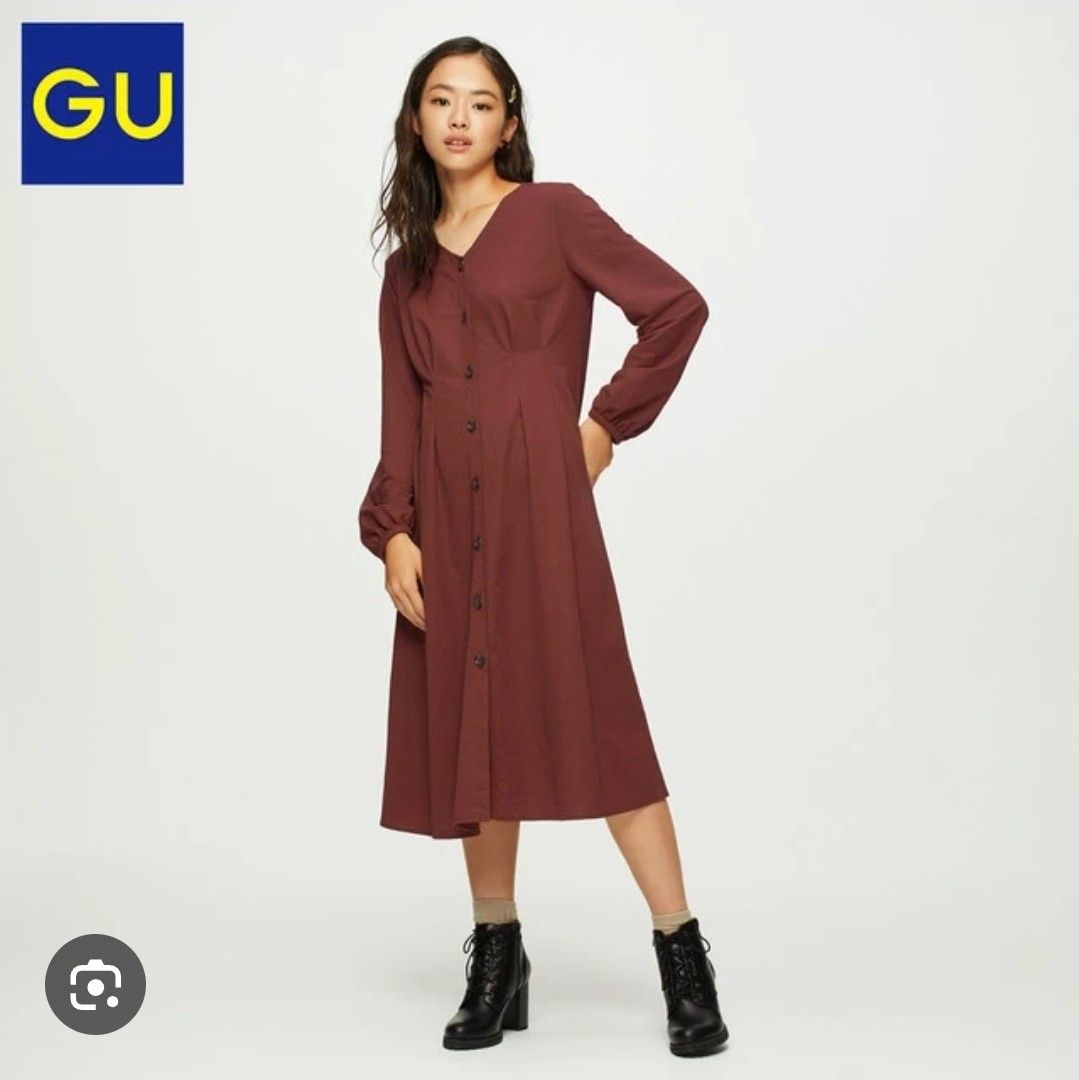 GU 2-Way Front Button Dress (Long Sleeve) (Category: Dresses) located in Manila. Submitted by kk_gu.uniclothing.wear (Listing ID 1463016390, Image 2). Description: GU 2-Way Front Button Dress (Long Sleeve) Size - Large W - 18" L -44" Price : 400+sf MOP: GCash Courier — J&T Location: Santo Tomas, Pampanga Reminders: 🙅‍♀️ STRICTLY NO CANCELLATION. 🙅‍♀️ NO RETURN/EXCHANGE/REFUND..