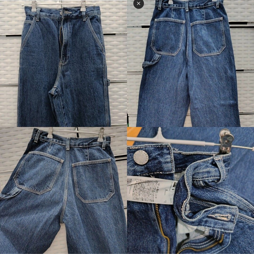 GU carpenter pants (Category: Jeans) located in Quezon City. Submitted by wornthisway_ (Listing ID 1462918790, Image 1). Description: waist: 25 inches length: 39 inches rise: 13 inches leg hole: 9.7 inches dark blue, hard denim, altered waist to fit 25 inches. no when worn. hard to let go but need to declutter 🥹.