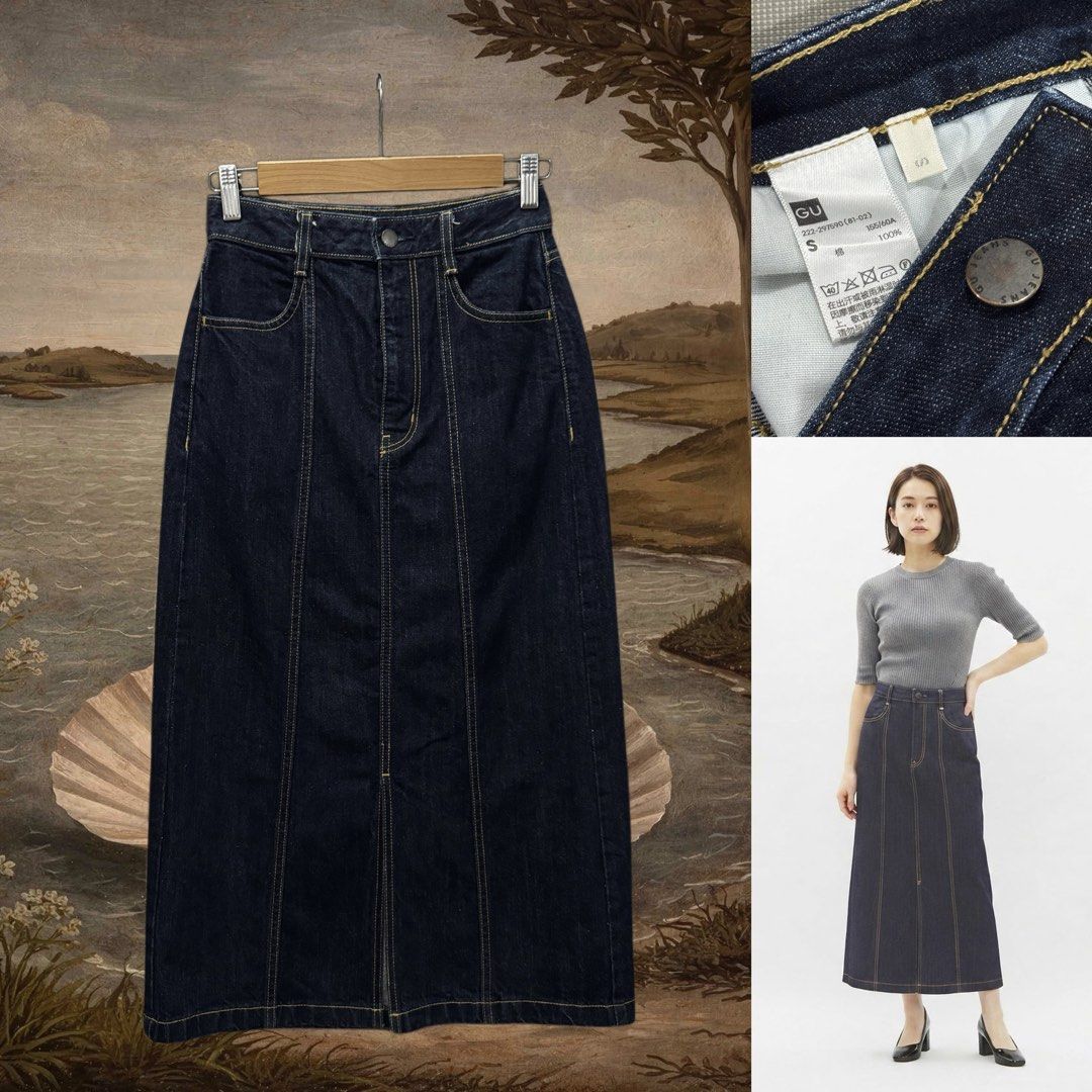 GU front slit denim midi skirt (Category: Activewear) located in Dasmarinas. Submitted by Ukaybes (Listing ID 1463117100, Image 1). Description: GU front slit denim midi skirt Size: S 24-25WL 32L Excellent condition M/Mine: 600 DM: Name | Contact | Address & Brgy Please comment MINE only if you’re 100% sure and ready to pay. No return or exchange .