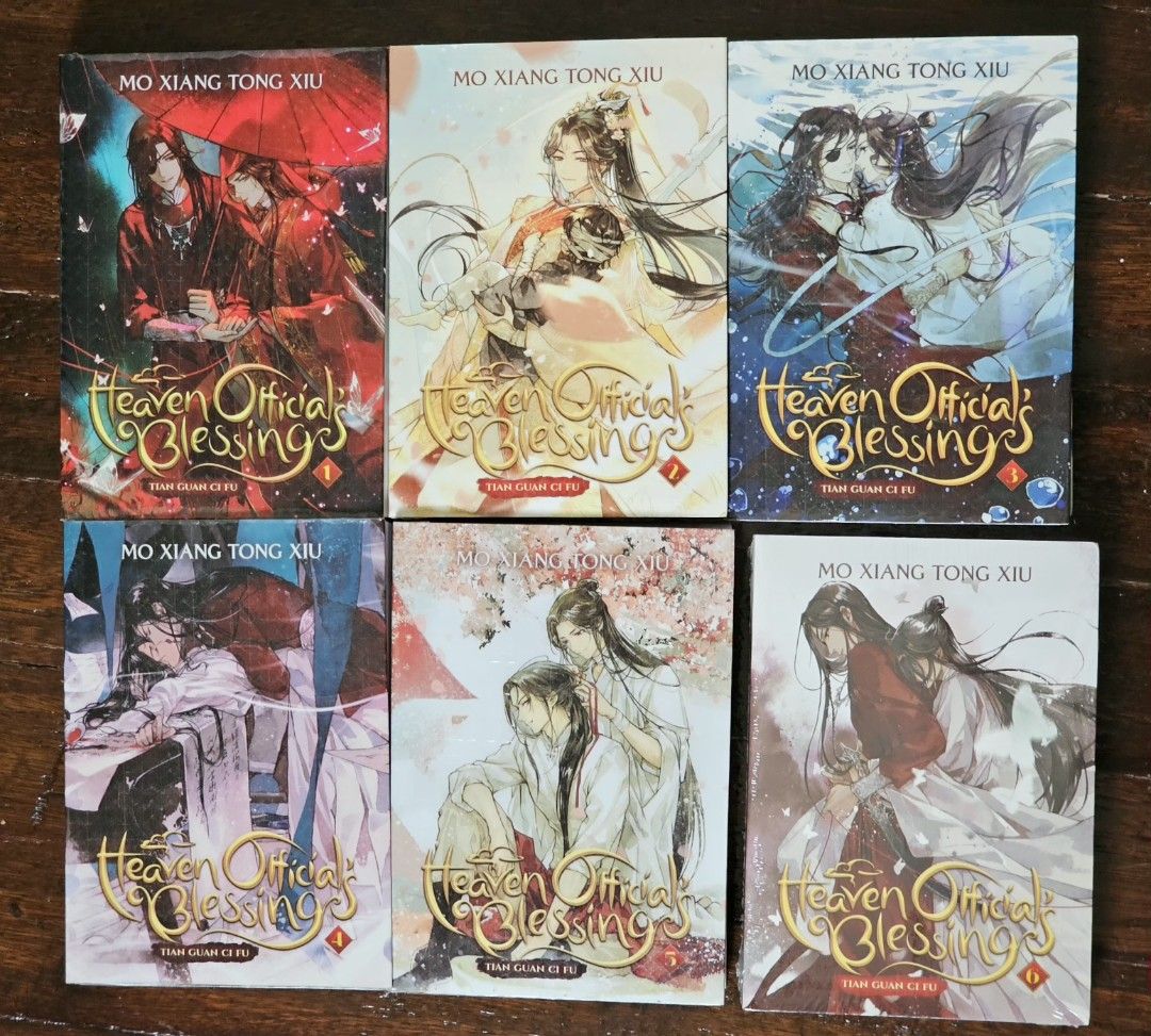 Heaven's Official Blessing Books 1-6 (Category: Comics & Manga) located in Mandaluyong City. Submitted by osanaao (Listing ID 1462932810, Image 1). Description: Books 1-5 are 700 each. Never read/opened except when plastic cover was put. Book 6 is unsealed and brand new for 900.