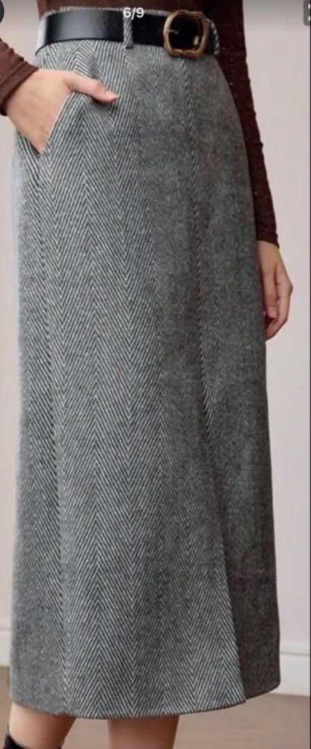 Herringbone Pattern Midi Skirt premium long (Category: Skirts) located in Manila. Submitted by shayne2 (Listing ID 1462937391, Image 2). Description: premium long skirt gray black preloved used once Fits up to 28.