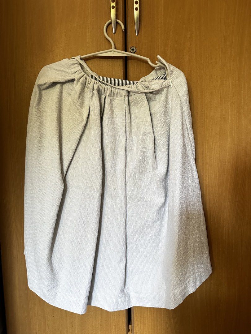 High Quality Gray Midi Skirt (Category: Skirts) located in Manila. Submitted by formerly_xoxo.waldorf (Listing ID 1462908834, Image 2). Description: - super hq japanese style midi skirt - with button and tie up ribbon detail - pinstripe lining - garterized back - fits s-m - rfs: dk how to style.