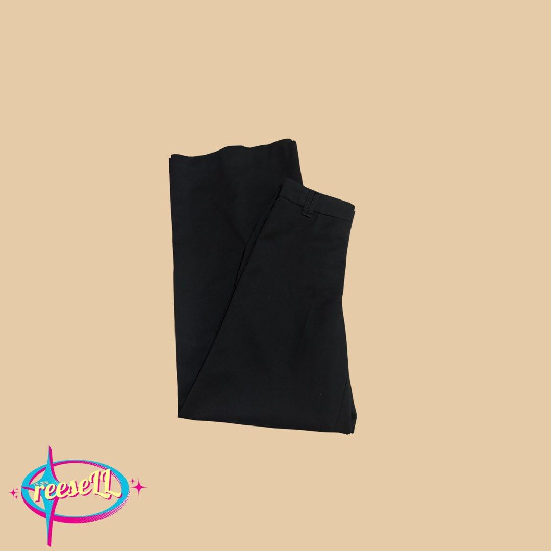 H&M Black Wide Leg Trousers (Category: Other Bottoms) located in Iloilo. Submitted by reesespuffs_ (Listing ID 1463029499, Image 1). Description: - Black wide leg trousers - High-waisted with button and zip closure - Two front pockets - Fabric with a nice drape - Versatile for dressing up or down - Comfortable fit.