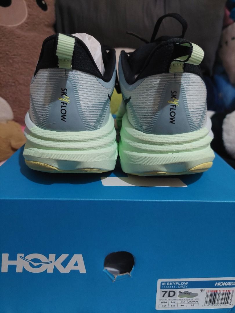 Hoka M Skyflow Running Shoes (Category: Sneakers) located in Las Pinas. Submitted by martinedee (Listing ID 1462946422, Image 2). Description: - Hoka M Skyflow running shoes - Color: Light blue and lime green - Size: Euro 40 (25 cm) - Perfect for running or everyday wear - Comes with original box - Don't miss out!.