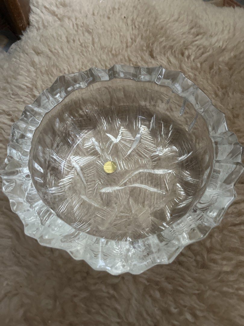 Hoya Crystal Ashtray MBA5350 (Category: Vintage Collectibles) located in Los Banos. Submitted by profemy (Listing ID 1462935273, Image 1). Description: - Vintage Hoya Crystal Ashtray - Features a beautiful all-over etched pattern - Comes with its original box (box shows wear) - Ideal for collectors or as a decorative piece This item WAS NEVER USED AS an ASHTRAY, so it is in pristine condition. It was kept in its originsl box, with the intension o
