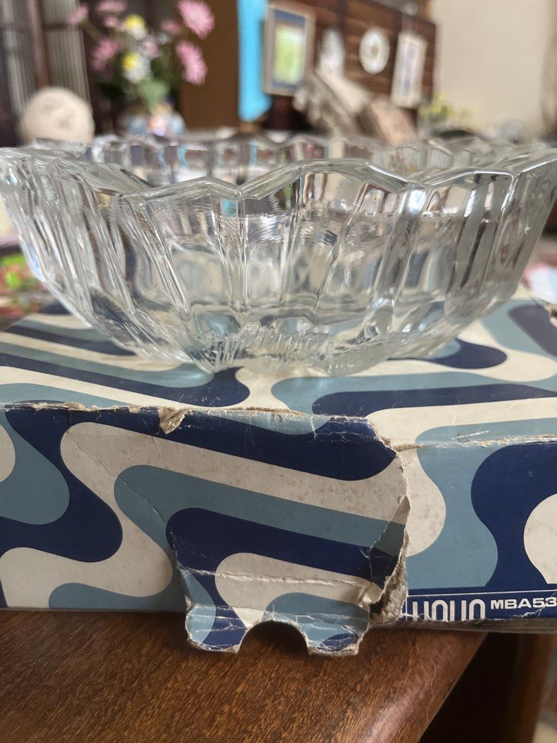 Hoya Crystal Ashtray MBA5350 (Category: Vintage Collectibles) located in Los Banos. Submitted by profemy (Listing ID 1462935273, Image 3). Description: - Vintage Hoya Crystal Ashtray - Features a beautiful all-over etched pattern - Comes with its original box (box shows wear) - Ideal for collectors or as a decorative piece This item WAS NEVER USED AS an ASHTRAY, so it is in pristine condition. It was kept in its originsl box, with the intension o