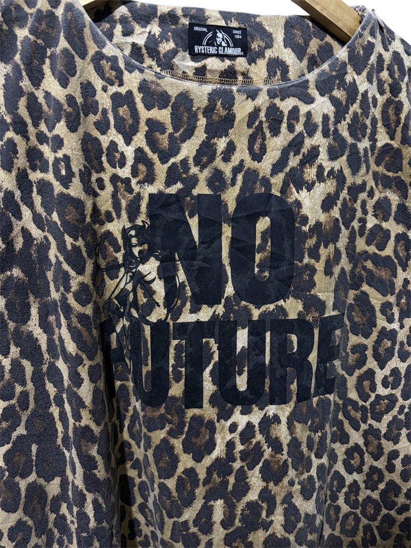 Hysteric Glamour “No Future” Leopard Pattern Tee (Category: Activewear) located in Davao. Submitted by grailz_luxuries (Listing ID 1463045088, Image 2). Description: Hysteric Glamour Leopard Pattern - No flaws - Like new - Authentic.
