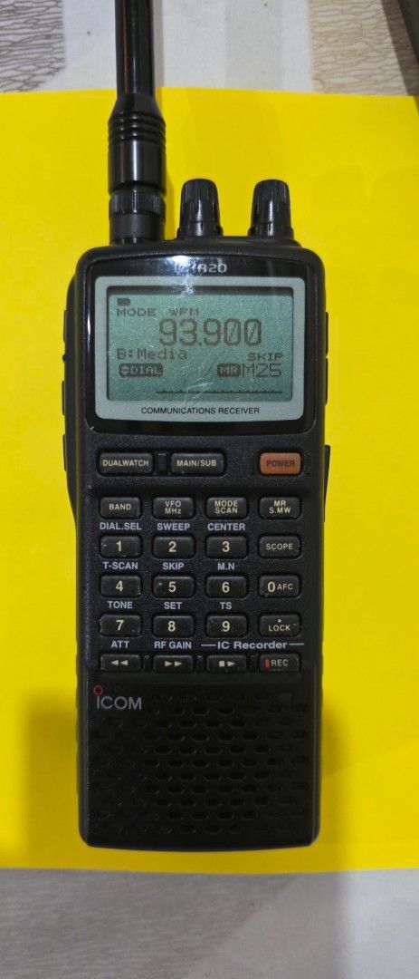 Icom IC-R20 Communications Receiver Radio Scanner (Category: Walkie-Talkie) located in Cebu City. Submitted by l3.ab (Listing ID 1462928553, Image 2). Description: • Icom IC-R20 Communications Receiver • Includes: Radio, Battery Pack, Antenna, AC Adapter • Antenna: Diamond RH770 (Damaged - No Tip) • All items pictured are included, No box no other accessories .