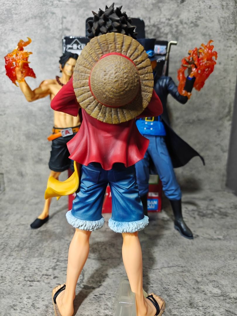 IK Masterlise Extra - One Piece: Ace Sabo Luffy (Category: Figurines & Statues) located in Pasig City. Submitted by jbpl15 (Listing ID 1463005896, Image 2). Description: Details: ✅ Sold as a SET ONLY ✅ 100% Authentic ✅ Only issue: Ace and Sabo doesn't have foot stand, but can still stand alone ✅ BIB = Luffy | Loose = Ace Sabo NOTE: ⚠️ Pass sa swap ⚠️ No to break set MODE OF PAYMENT: ✅ Maya ✅ BPI Location: 📍Pasig City, Metro Manila, 🇵🇭 Payment 