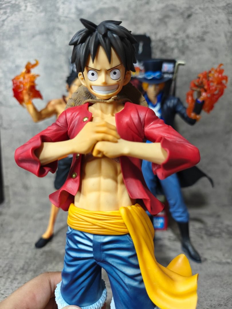 IK Masterlise Extra - One Piece: Ace Sabo Luffy (Category: Figurines & Statues) located in Pasig City. Submitted by jbpl15 (Listing ID 1463005896, Image 3). Description: Details: ✅ Sold as a SET ONLY ✅ 100% Authentic ✅ Only issue: Ace and Sabo doesn't have foot stand, but can still stand alone ✅ BIB = Luffy | Loose = Ace Sabo NOTE: ⚠️ Pass sa swap ⚠️ No to break set MODE OF PAYMENT: ✅ Maya ✅ BPI Location: 📍Pasig City, Metro Manila, 🇵🇭 Payment 