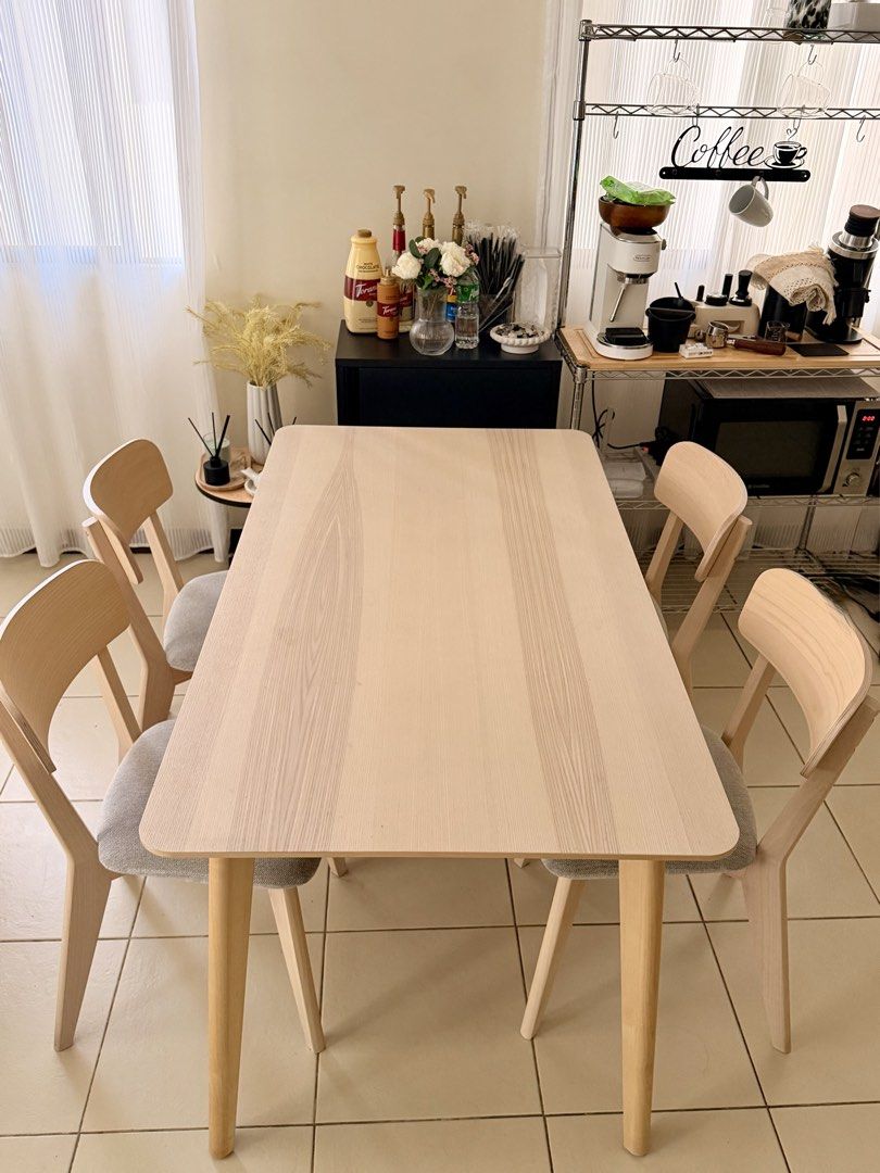 IKEA Lisabo Table and 4 Chair Set (Category: Tables & Sets) located in Paranaque City. Submitted by tenkertangke (Listing ID 1462934367, Image 3). Description: For Sale: Original Price: A. Lisabo Table (Ash) - 12,000 PHP B. Lisabo Chairs (Ash/ Tallmyra white/black) - 4,000 PHP each / 16,000 Set Bought from Ikea last November 2025, barely used. We are a couch couple. Selling as set for 18,000 PHP for sure buyers For pick up at Arista Place, Parana