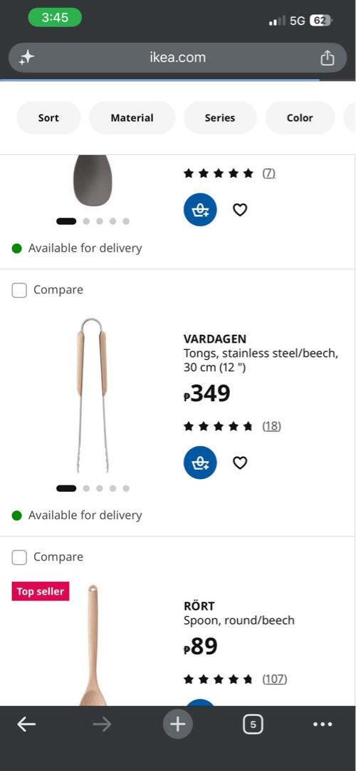IKEA VARDAGEN & RÖRT Kitchen Utensils Set (Category: Dinnerware & Cutlery) located in Marilao. Submitted by shaynhea (Listing ID 1462993608, Image 3). Description: IKEA cooking utensils RFS: palit ng theme, no issue at all. brand new! ₱1,400 take all 📍 marilao, bulacan - Set of 5 IKEA kitchen utensils - Includes: whisk, tongs, slotted spoon, ladle, wok turner - Features natural wooden handles - Some items from the VARDAGEN series, one spoon from