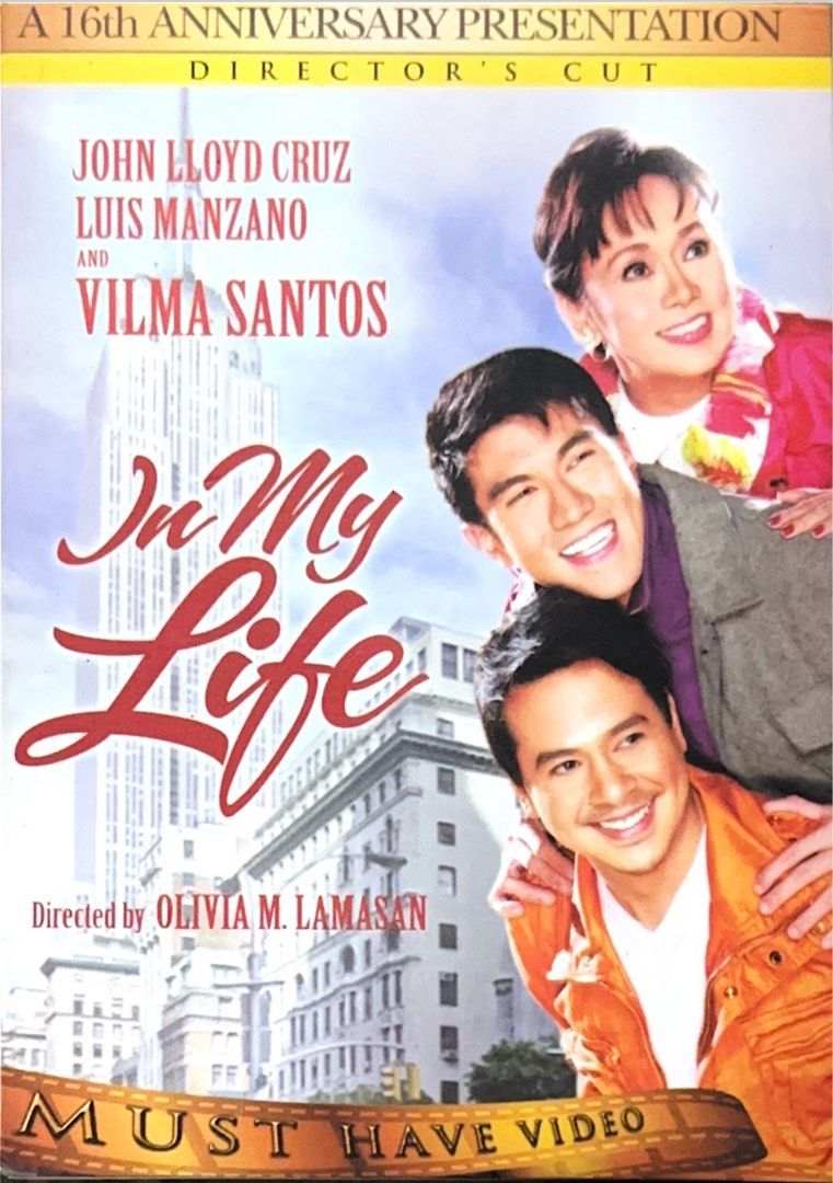 IN MY LIFE DVD (Category: CDs & DVDs) located in Manila. Submitted by musika_atbp (Listing ID 1462888192, Image 1). Description: For Sale: IN MY LIFE DVD Starring: Vilma Santos • John Lloyd Cruz • Luis Manzano Directed by Olivia M. Lamasan Php300.00 Very Good Condition (Looks New) Interested buyer pm me or text me at 09177815277 Payment thru GCASH Shipping thru J&T Express Thank you!😊.