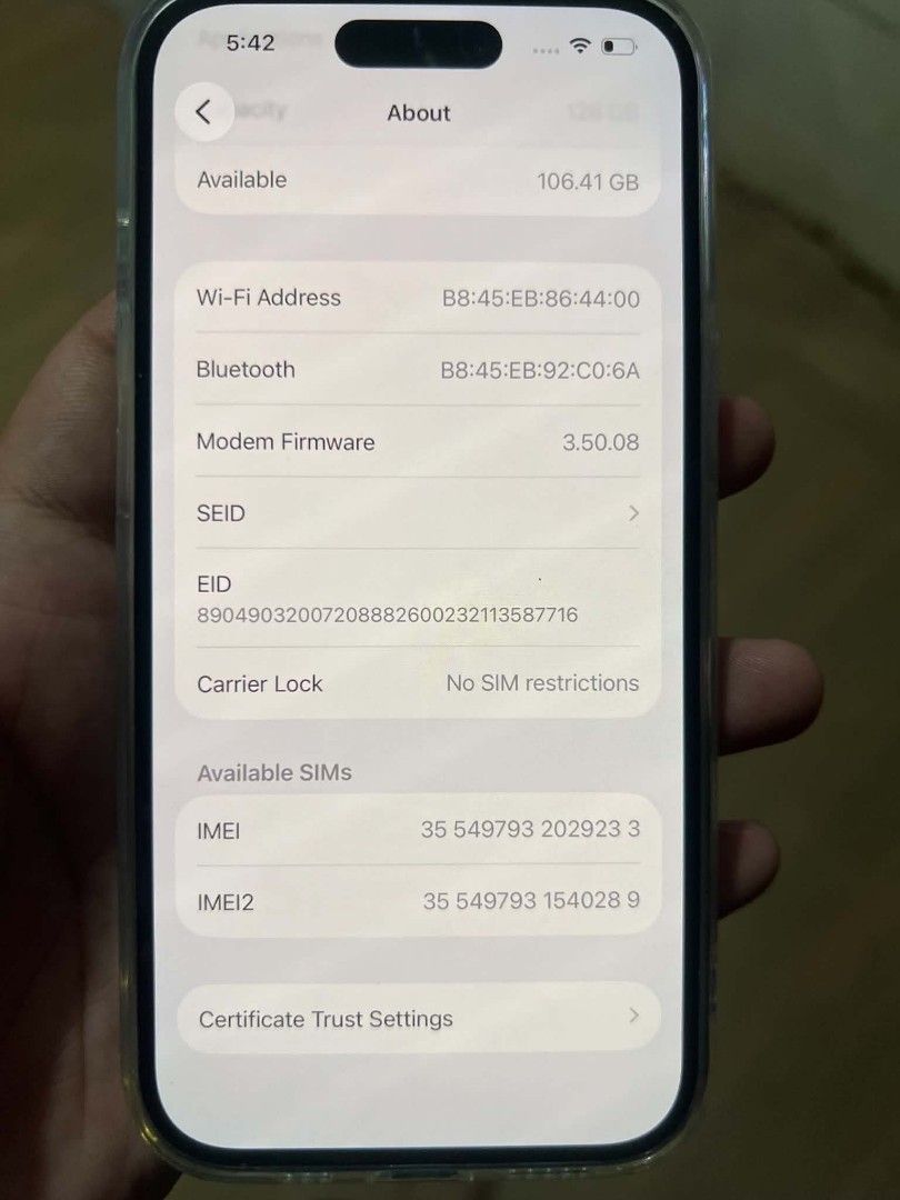 Iphone 15 128 Blue (Category: iPhone 15 Series) located in Manila. Submitted by daniele___ (Listing ID 1463030846, Image 2). Description: Iphone 15 128 Blue Details: ✅ Factory Unlock (Any sim) ✅ 91% ✅ True Tone ✅ Face Id ✅ All Working ✅ No Issue ✅ Unli Check& Reset ✅ Original All Parts ✅ No History of Repair ✅ Local Variant ✅ Ntc Approved Inclusions: ✅ Unit ✅ Replacement Box ✅ Clear Case 1 28k Negotiable QC LOCATION.