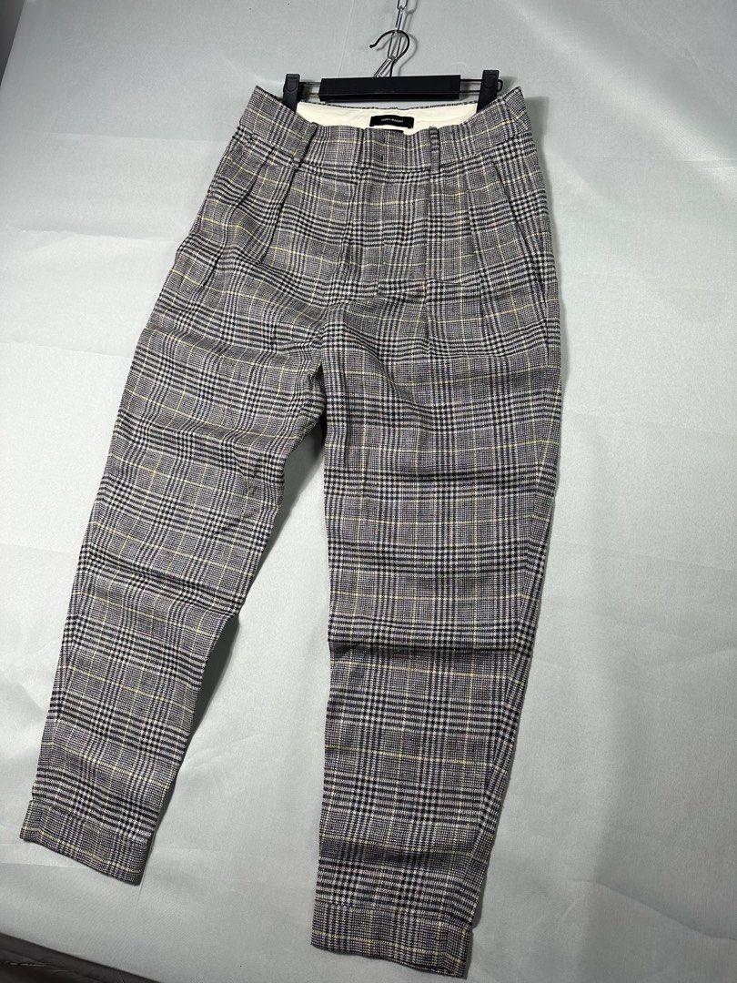Isabel Marant Ceyo Check High Rise Pants (Category: Other Bottoms) located in Cabanglasan. Submitted by thefashiongarage.co (Listing ID 1463036200, Image 3). Description: Title - Isabel Marant Model/Name - Ceyo Trouser Size on Tag - 38 (Medium) Conditiion - Excellent Condition With no issue Dimension (WxLxH) - 30x38x6 inches Category- Casual/Formal Fitting - High Rise Slim Fit Made in - Poland Material - 45% Linen/ 40% Silk/ 15% Viscose Color - G