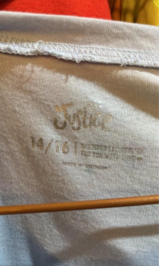 Justice Tshirt (Category: Babies & Kids Fashion) located in Malaybalay. Submitted by marguirette (Listing ID 1462953598, Image 2). Description: 14-16yo on tag stretchable, parang di pa sya nasuot kase meron pa sticker😊 Ukay Source.