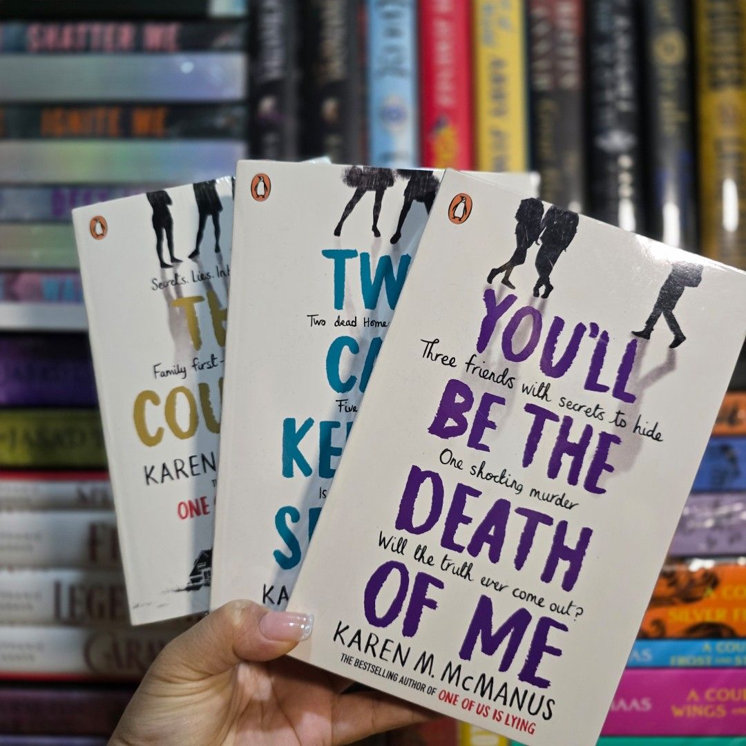 Karen M. McManus Books Set (Category: Storybooks) located in Manila. Submitted by kanz.reads (Listing ID 1462949435, Image 1). Description: Titles included: 'You'll Be The Death Of Me' 'Two Can Keep A Secret' 'The Cousins'. - All books are brand new and sealed. - Ideal for fans of mystery and thriller novels. - Great addition to your reading collection! loc: Sampaloc Manila MOD: J&T MOP: Gcash or bank transfer.