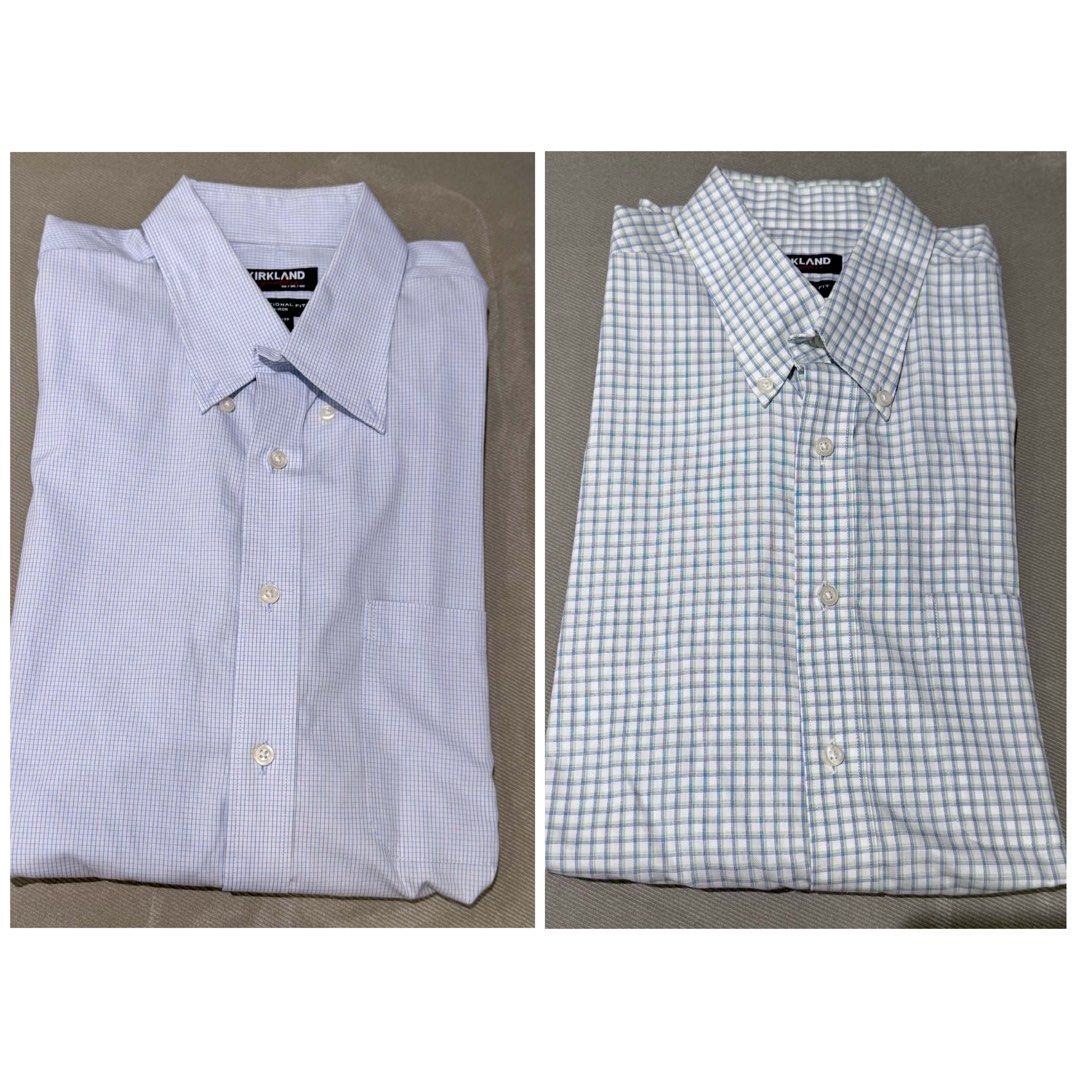 Kirkland blue and green checked long sleeve (Category: Coats, Jackets and Outerwear) located in Taguig. Submitted by annebydesign (Listing ID 1462967467, Image 1). Description: Hi all. Selling my husband’s office longsleeve at a very low price for fast disposal- he decluttered 41pcs 😲😅 Below are Kirkland brand. Retail for ₱1600+ Selling each [blue & green checked print] for ₱300 or ₱500 both. •All US bought. All size LARGE •Like new. 100% cotto