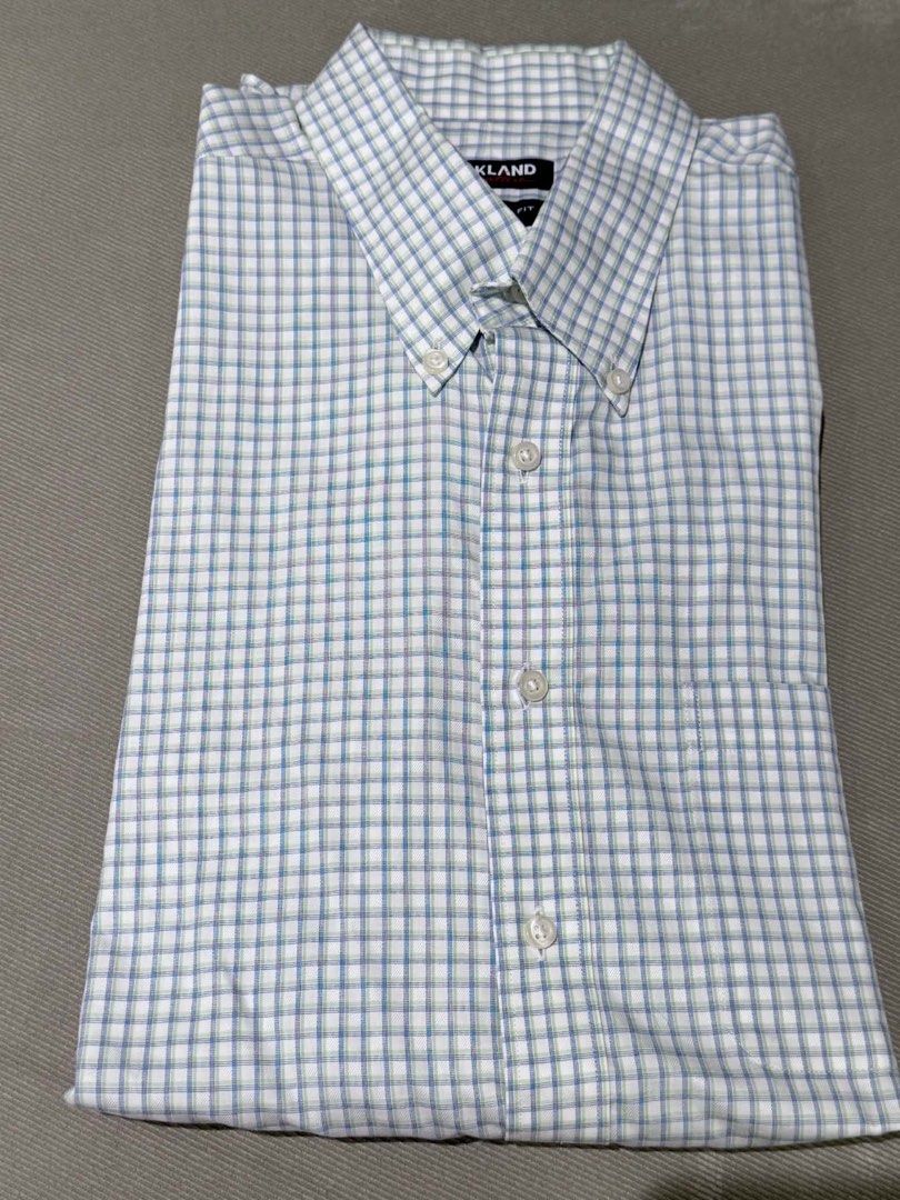 Kirkland blue and green checked long sleeve (Category: Coats, Jackets and Outerwear) located in Taguig. Submitted by annebydesign (Listing ID 1462967467, Image 2). Description: Hi all. Selling my husband’s office longsleeve at a very low price for fast disposal- he decluttered 41pcs 😲😅 Below are Kirkland brand. Retail for ₱1600+ Selling each [blue & green checked print] for ₱300 or ₱500 both. •All US bought. All size LARGE •Like new. 100% cotto