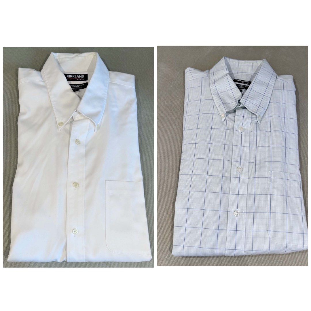Kirkland Mint green and plain white long sleeve (Category: Coats, Jackets and Outerwear) located in Taguig. Submitted by annebydesign (Listing ID 1462957649, Image 1). Description: Hi all. Selling my husband’s office longsleeve at a very low price for fast disposal- he decluttered 41pcs 😲😅 Below are Kirkland brand. Retail for ₱1600+ Selling each [light purple fine & blue gray checked] for ₱300 or ₱500 both. •All US bought. All size LARGE •Like 