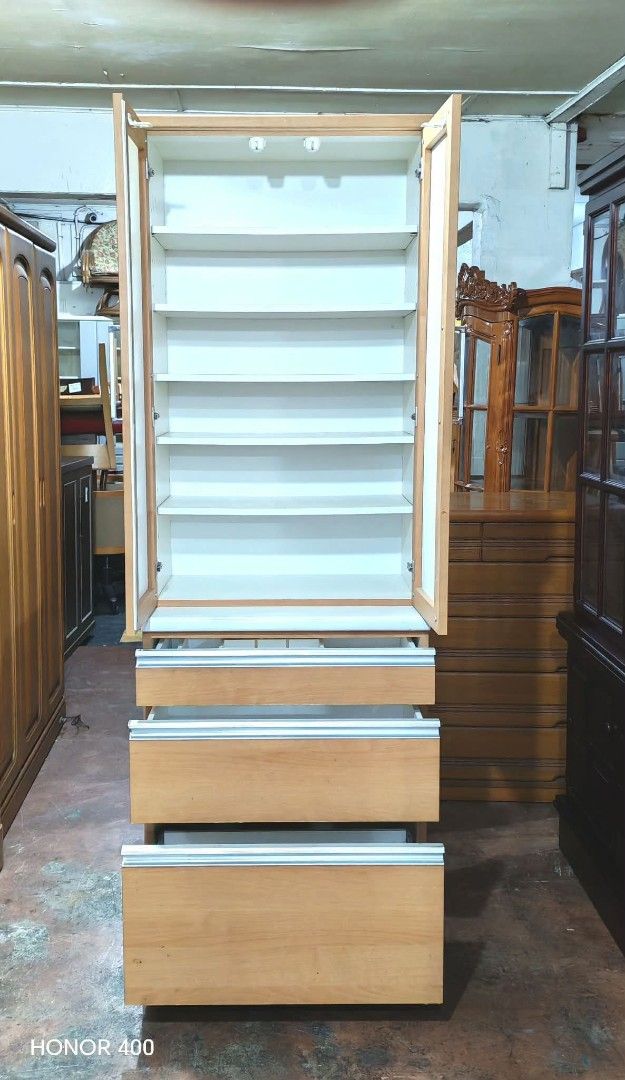 Kitchen Pantry Storage Cabinet (Category: Shelves, Cabinets & Racks) located in Quezon City. Submitted by dannikkishoppe2 (Listing ID 1462896772, Image 3). Description: Kitchen Pantry Storage Cabinet ‼️₱9000‼️ Please manage your expectations as there might be minimal flaws. Color may vary due to lighting, it may appear darker or lighter in person. Check photos first before buying. Please refrain from purchasing if you are particular about USED it