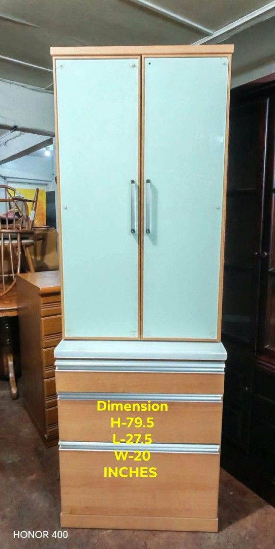 Kitchen Pantry Storage Cabinet (Category: Shelves, Cabinets & Racks) located in Quezon City. Submitted by dannikkishoppe2 (Listing ID 1462896772, Image 2). Description: Kitchen Pantry Storage Cabinet ‼️₱9000‼️ Please manage your expectations as there might be minimal flaws. Color may vary due to lighting, it may appear darker or lighter in person. Check photos first before buying. Please refrain from purchasing if you are particular about USED it