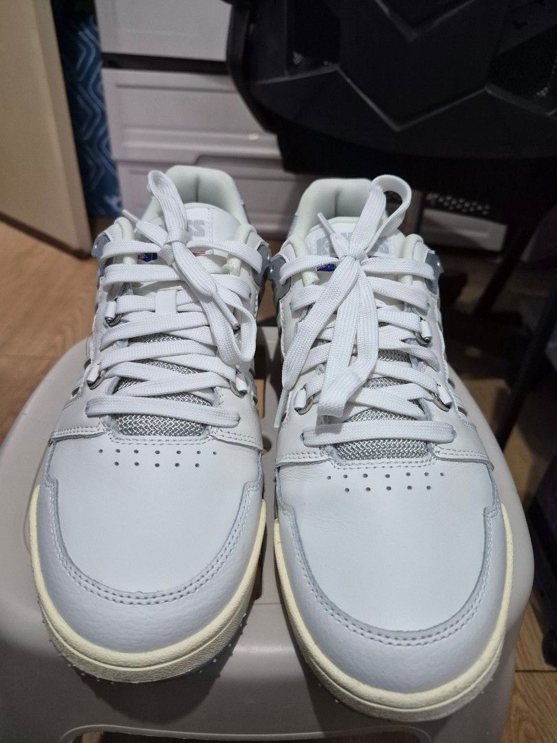 K-Swiss SI-18 Rival (Category: Casual Shoes) located in Cabuyao City. Submitted by aldnbltzr (Listing ID 1462926373, Image 2). Description: K-Swiss SI-18 Rival - Classic white and grey colorway - K-Swiss logo on back heel - Unique Australian and UK flag accents - Perfectly fits US 10.5 - No issues.