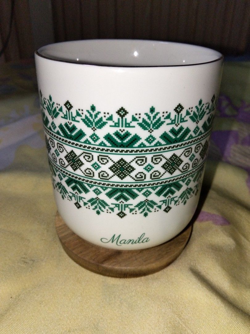 Kultura ethnic-centric printed mug (Category: Coffee & Tea Tableware) located in Tanza. Submitted by dprelovedspace (Listing ID 1462986972, Image 3). Description: - It comes paired with a matching round wooden coaster/lid combo Box included.