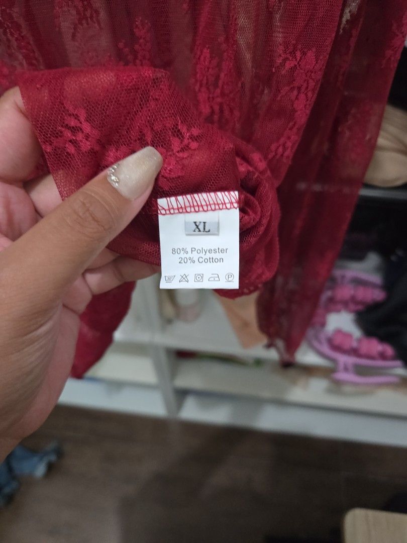 Lace Red Top - SheIn (Category: Longsleeves) located in Agoncillo. Submitted by ariannacvii (Listing ID 1462998162, Image 2). Description: 👚 Pre-Loved Lace Red Top — ₱85 I’m currently decluttering my wardrobe and letting go of some of my pre-loved clothes! 🤍 • Size: XL • Brand: SheIn • Condition: Like New • Price: ₱85 ✨ Perfect for casual, everyday outfits and easy to style! 📌 IMPORTANT NOTE: Some of my clothes have been stored and unused for 