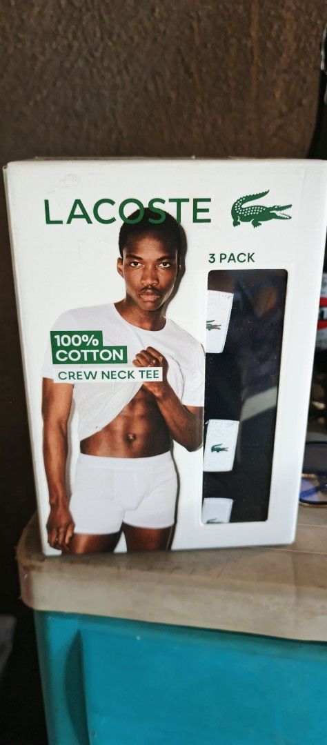 Lacoste 3 Pack 100% Cotton Crew Neck Tee (Category: Tshirts & Polo Shirts ) located in Guagua. Submitted by jeffreyhao45659 (Listing ID 1462951377, Image 2). Description: - 3-pack of Lacoste crew neck t-shirts - Color: Black - Material: 100% Cotton - Ideal for everyday wear - Comfortable and essential wardrobe basics - Size - Small.