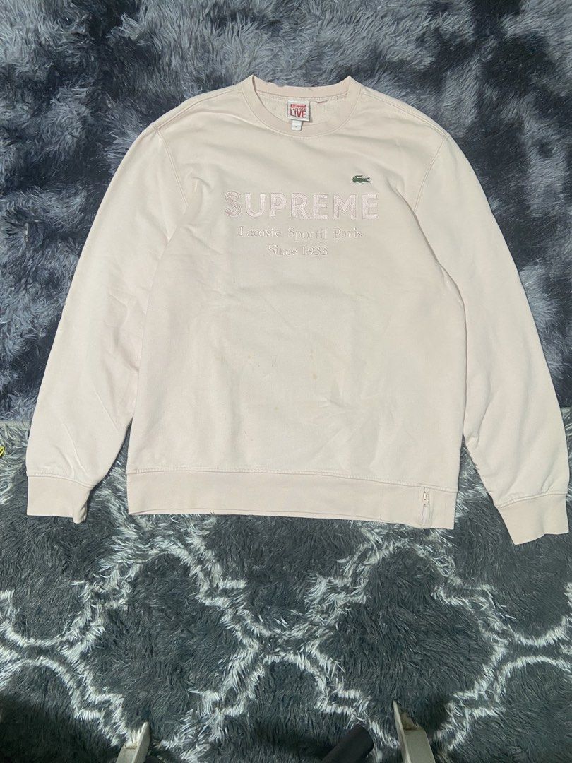 Lacoste x Supreme sweater (Category: Coats, Jackets and Outerwear) located in Tuguegarao City. Submitted by nero_28 (Listing ID 1462907232, Image 1). Description: Issue stain (see last pic) Dimes 27/20.