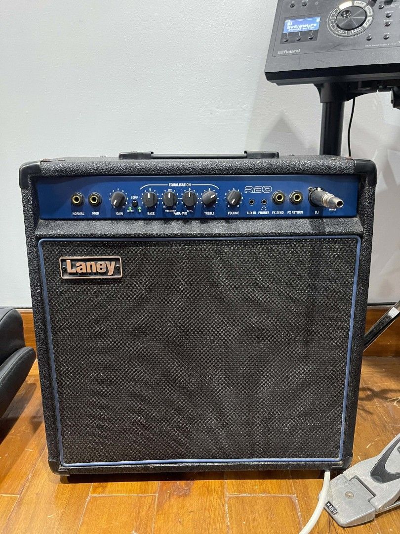Laney RB3 Bass Guitar Amplifier Combo (Category: Musical Instruments) located in Manila. Submitted by dale_05 (Listing ID 1462920457, Image 1). Description: - Laney RB3 bass amplifier - Ideal for practice sessions and small gigs - Controls include EQ (Normal/High inputs), Volume, Bass, Mid, Treble - Features FX Send/Return, Aux In, and Phones jacks - In good working condition.