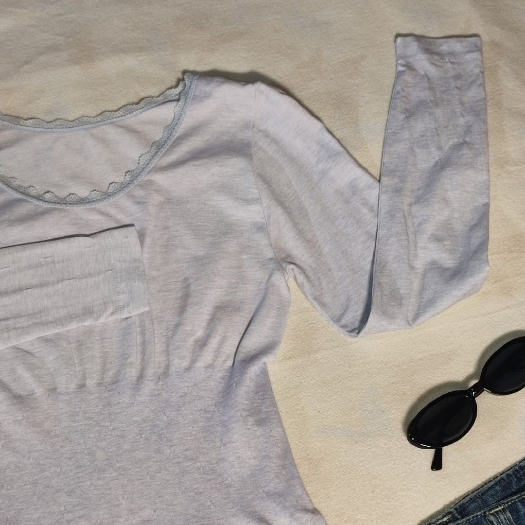 Light Blue Long Sleeve Top with Lace Trim (Category: Longsleeves) located in Antipolo. Submitted by _lovedbychie (Listing ID 1462897752, Image 3). Description: 🌸 Size: S- Semi M 🌸 Bust: 28" - 34" • Length: 23" 🌸 MOP: Gcash / Maribank 🌸 MOD: J&T / LBC / Lalamove Message me for more info!.