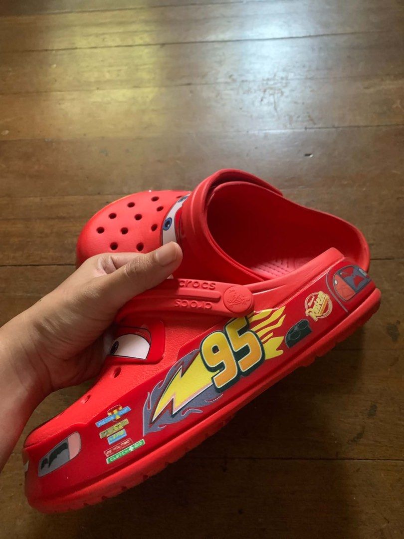 Lightning McQueen Crocs Size 7 (Category: Babies & Kids Fashion) located in Quezon City. Submitted by sooomiz (Listing ID 1462886765, Image 3). Description: ♡ Red Crocs featuring Lightning McQueen from Cars ♡ Size 7 ♡ Ideal for Cars fans ♡ Easy slip-on/slip-off design ♡ Great for playtime and casual wear ♡ Selling for a friend ! ♡ Used once.