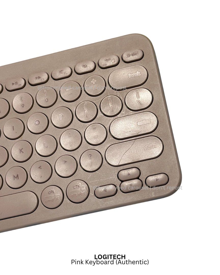 Logitech K380 Pink Keyboard (Authentic) (Category: Computer Keyboard) located in Manila. Submitted by frommybed (Listing ID 1463047493, Image 3). Description: - Cute pink Logitech K380 keyboard - Unique round keycaps - Wireless connectivity - Fully functional, works well - Plenty of life remaining - Ideal for everyday typing and productivity - Has scratches (see pics) - All keys are working RFS: Not being used anymore - Free batteries when purcha