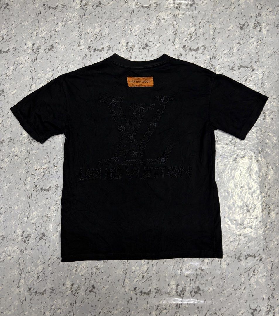 Louis Vuitton Black Monogram T-Shirt (Category: Luxury Apparel) located in Manila. Submitted by raven236 (Listing ID 1462900699, Image 2). Description: - Authentic Black Louis Vuitton T-shirt - Features iconic LV monogram on front and back - Monogram subtly detailed with sparkling rhinestones - Classic crew neck and short sleeves - Comfortable classic fit - Ideal for stylish casual wear.