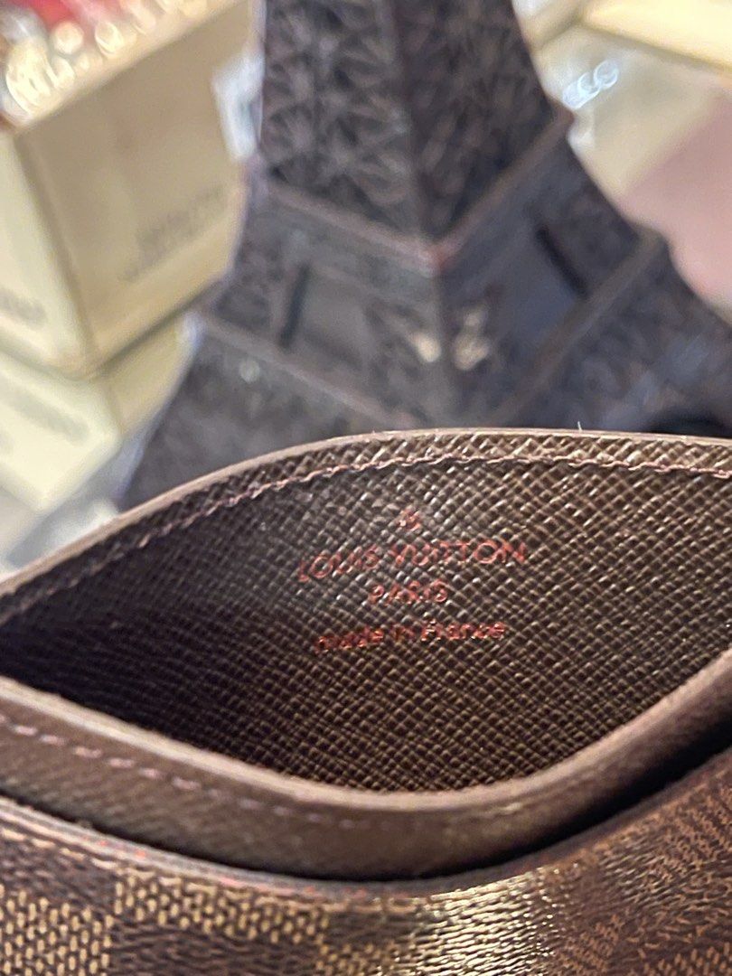 Louis Vuitton Damier Ebene Card Holder (Category: Luxury Bags & Wallets) located in Manila. Submitted by michaelxalfred (Listing ID 1462900666, Image 2). Description: Authentic Louis Vuitton Card Holder ref N61722 - Classic Damier Ebene Canvas - Made in France - Multiple card slots (3 slots) Dimensions 11 × 7 × 0.5 cm Bought in Osaka, JP .