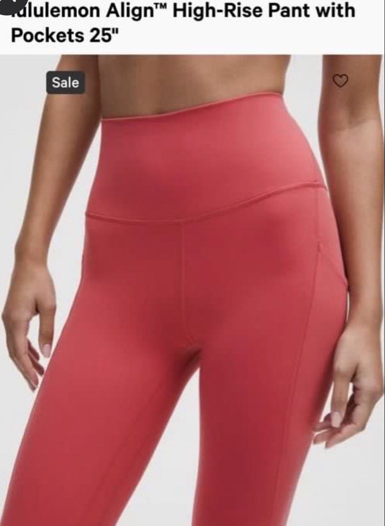 lululemon Align High-Rise Pant with Pockets 25" (Category: Activewear) located in Quezon City. Submitted by mine4now (Listing ID 1455964414, Image 3). Description: lululemon Align High-Rise Pant with Pockets 25” for sale!! Condition: Used once. No issue. Can pass as new Origin: Bought in the US Size: XS Color: Somwhere bet pink and red- may vary in lighting. RFS: DECLUTTERING Shipping fee: PAID by the buyer No: COD Courier: lbc, grab or lalamove 
