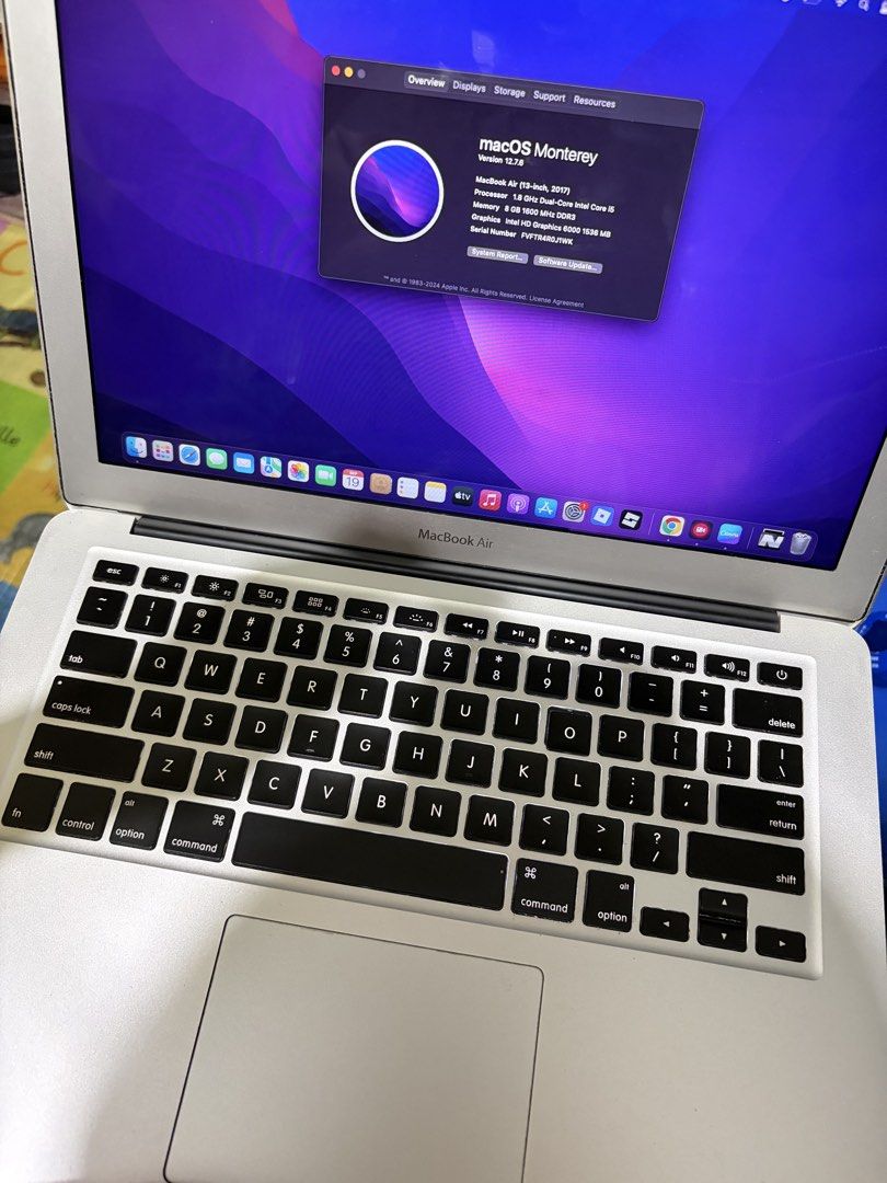 MacBook Air (2017) 13-inch (Category: Laptops & Notebooks) located in Manila. Submitted by declutteria_forest (Listing ID 1462962850, Image 1). Description: 💻 MacBook Air 13-inch 2017 — For Sale Selling my MacBook Air 13-inch (2017). Great for students, schoolwork, browsing, documents, online classes, and everyday use. Issue: 2 keys are fell off so keyboard needs to be change/repair (see photos) Specs: * Model: MacBook Air 13-inch, 2017 * Proces